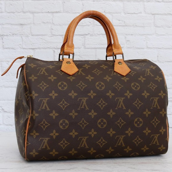 Louis Vuitton Speedy 30 Monogram Satchel Purse Brown Bag Handbag Large Tote Zip - Picture 1 of 16